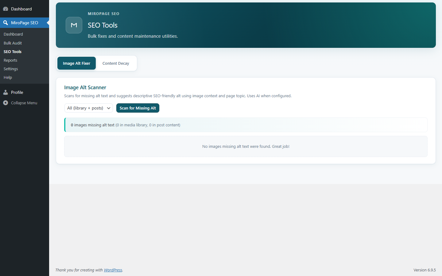 SEO Tools — Image Alt Fixer and content utilities