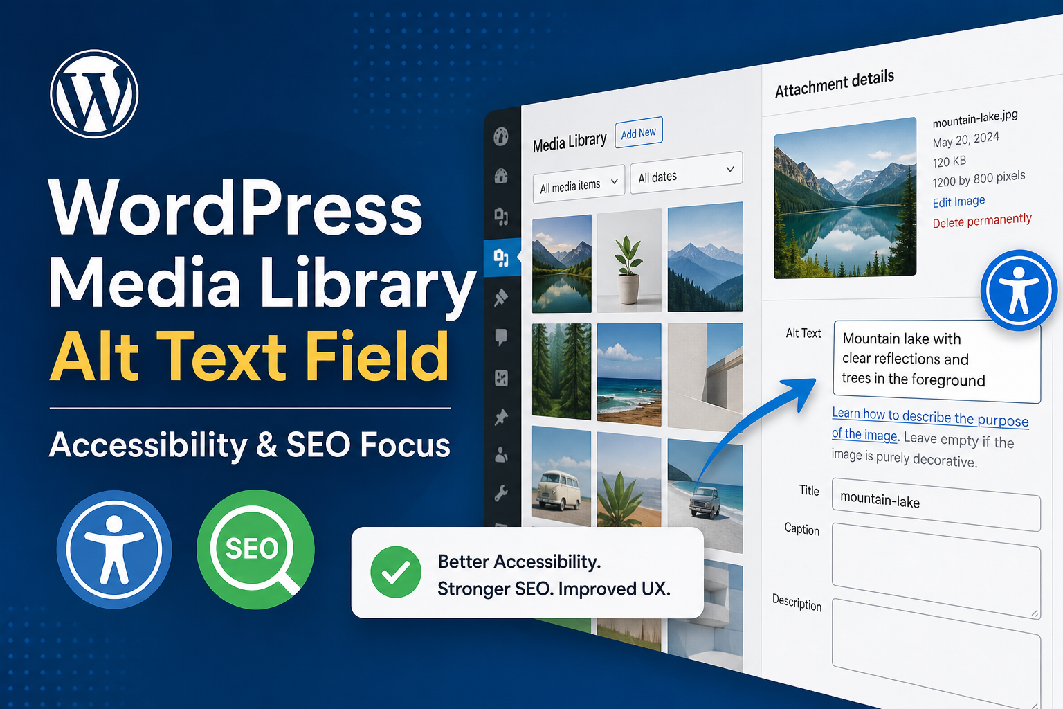 WordPress media library alt text field for SEO and accessibility