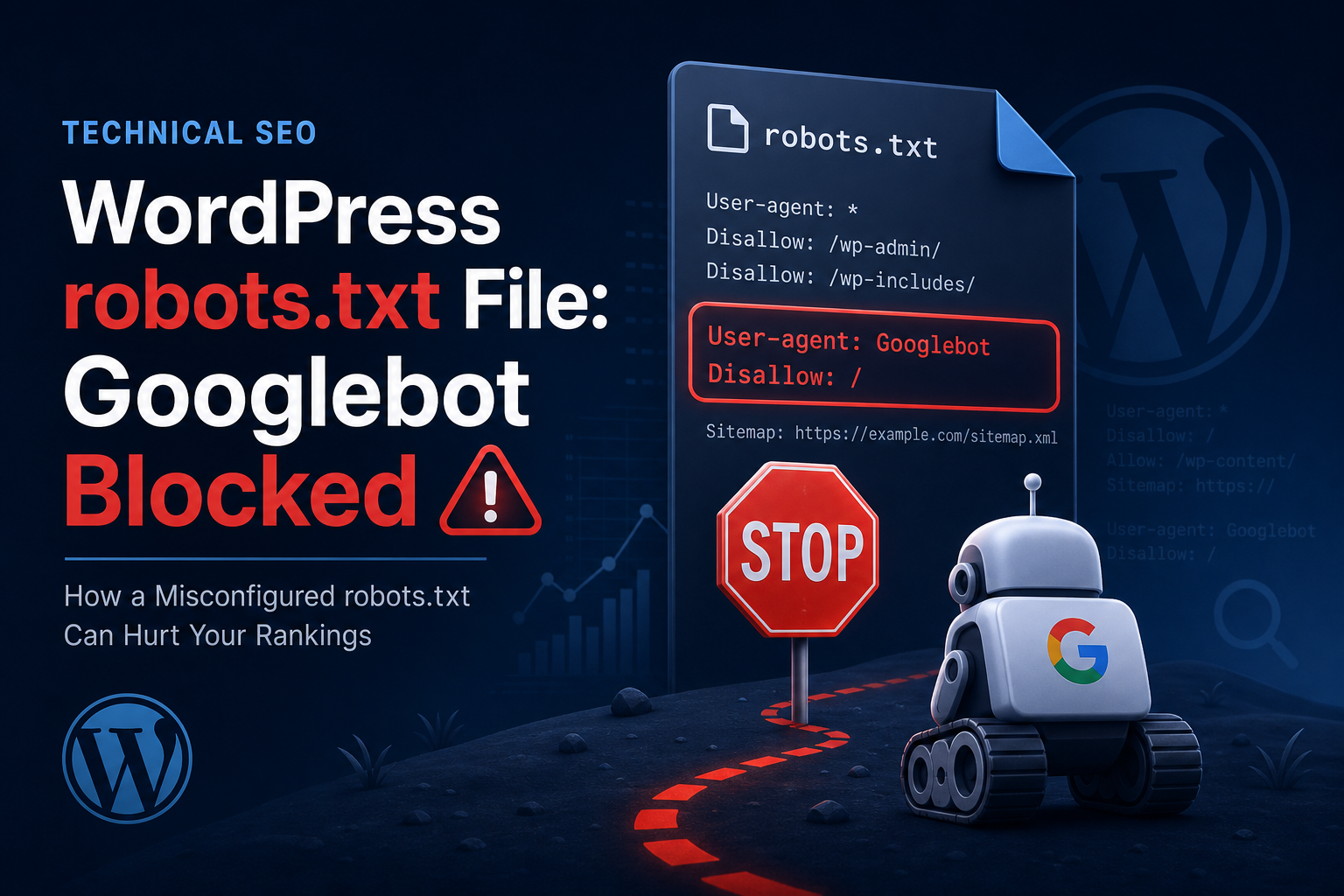 WordPress robots.txt file blocking Google crawler access