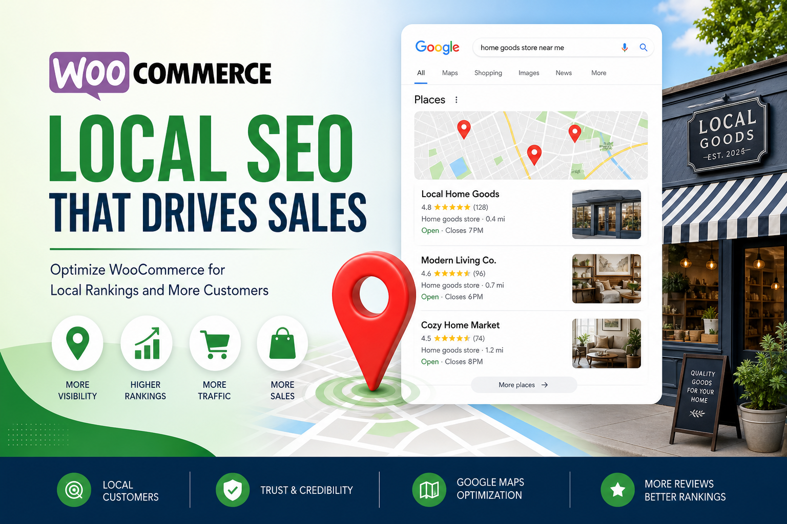 WooCommerce store local SEO map pack and Google Business Profile