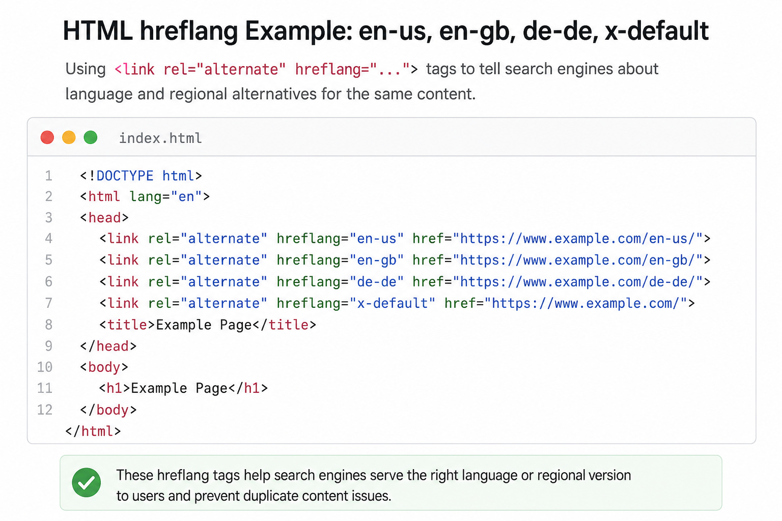HTML link rel alternate hreflang tags for en-us en-gb and x-default