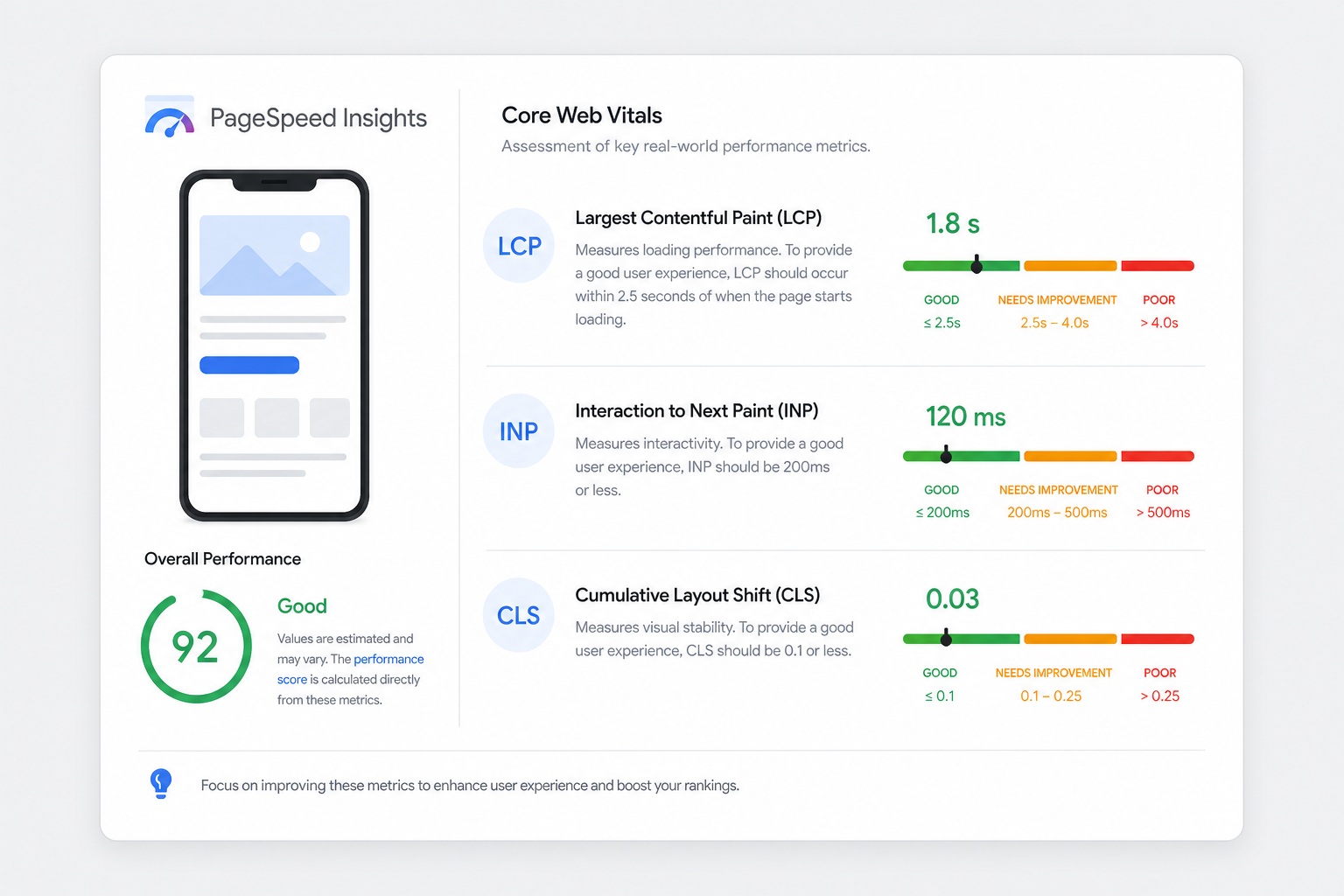 PageSpeed Insights Core Web Vitals breakdown for a WordPress site